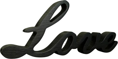 CVHOMEDECO. لافتة كلمات حب خشبية، لافتة حروف قائمة بذاتها، سطح الطاولة/الرف/جدار المنزل/فن تزيين المكتب (أسود 1) in Saudi Arabia