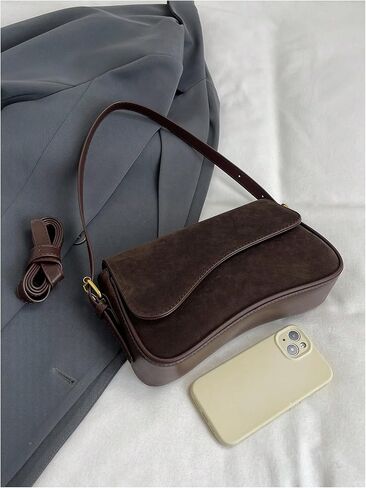 Women's PU Leather Zipper Flap Shoulder Handbags Adjustable Strap Crossbody Bag Underarm Purse in Saudi Arabia