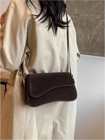 Women's PU Leather Zipper Flap Shoulder Handbags Adjustable Strap Crossbody Bag Underarm Purse in Saudi Arabia