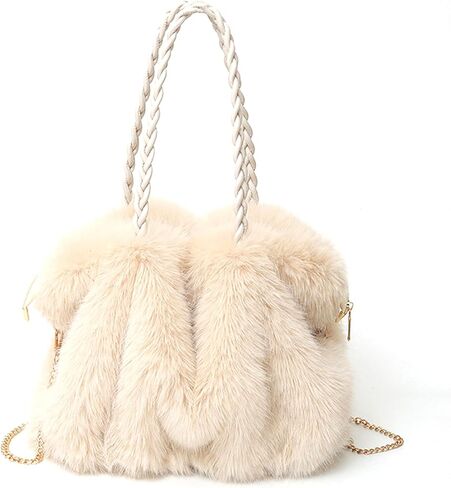 Furry Purse Winter Fluffy Purse for Women Fuzzy Tote Bag Handbags Faux Furs Shoulder Crossbody Bag in Saudi Arabia