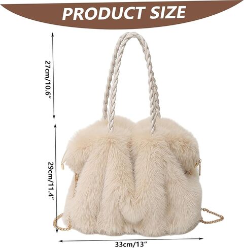 Furry Purse Winter Fluffy Purse for Women Fuzzy Tote Bag Handbags Faux Furs Shoulder Crossbody Bag in Saudi Arabia