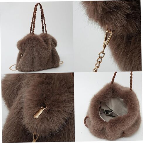 Furry Purse Winter Fluffy Purse for Women Fuzzy Tote Bag Handbags Faux Furs Shoulder Crossbody Bag in Saudi Arabia