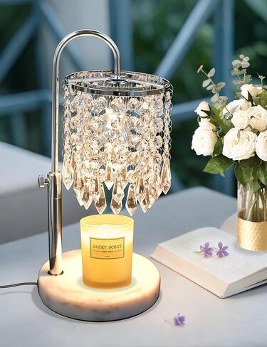 Candle Warmer Lamp with Timer Dimmable, Birthday Gifts for Women, Wax Melt Warmer for House Warming Gifts New Home Decor, Adjustable Height Crystal Candle Lamp for Jar Candles with 3 Bulbs, Gold in Kuwait