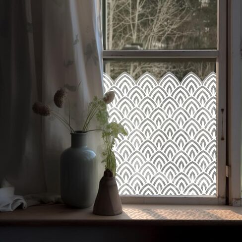 Pure White Window Border Film Floral, Removable See Through Static Cling for Glass Window Decor, Living Room, Grassy-Silhouette Stickers Glass Decor 59.06"X22.83" in Kuwait