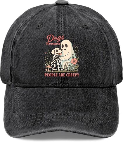 Dogs Because People are Creepy Hats for Womens Cool Washed Distressed Baseball in Saudi Arabia