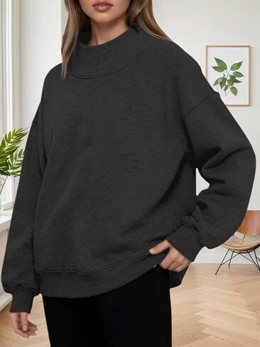 Women's Oversized Sweatshirts Long Sleeve Mock Neck Pullover Fall Fashion Outfits in Saudi Arabia