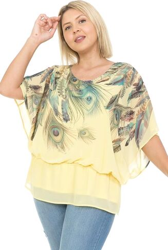 LEEBE Women's Elastic Waist Chiffon Poncho (Small-5X) in Kuwait