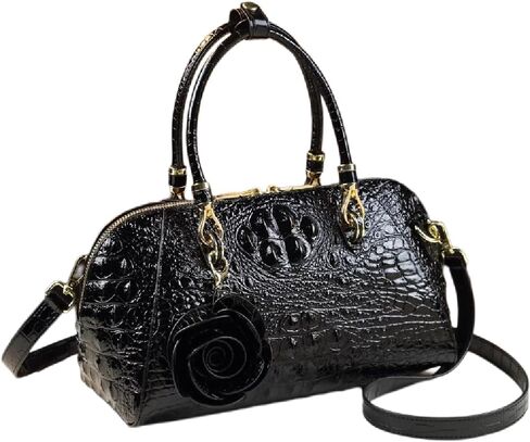 Fashion Leather Women's Top Handle Satchel Crossbody Handbags Flower Pendant Purses Crocodile Pattern Shoulder messenger Bags in Kuwait