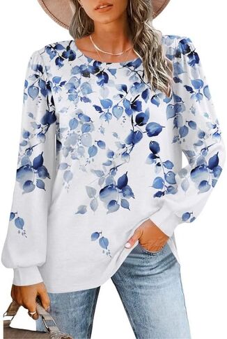 Misakia Womens Long Sleeve Shirts Basic Tee Fall Trendy Spring Top Dressy Casual Crew Neck Work Tunic 2025 Fashion Outfits in Saudi Arabia