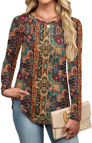 Misakia Womens Long Sleeve Shirts Basic Tee Fall Trendy Spring Top Dressy Casual Crew Neck Work Tunic 2025 Fashion Outfits in Saudi Arabia
