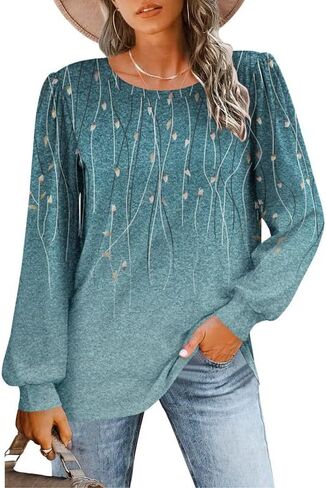 Misakia Womens Long Sleeve Shirts Basic Tee Fall Trendy Spring Top Dressy Casual Crew Neck Work Tunic 2025 Fashion Outfits in Saudi Arabia