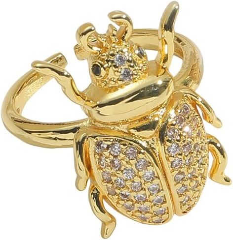 Cubic Zirconia Ladybug Statement Ring Cute Beetle CZ Ladybird Crystal Insects Animal Finger Adjustable Open Rings Stackable Band Comfort Fit Summer Coccinella Jewelry Birthday Gifts for Women in Saudi Arabia