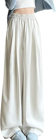 XIALIJU Women's Comfortable Tencel Jeans Summer Casual Style high Waist Loose Straight Leg Slimming Wide Leg Pants in Saudi Arabia