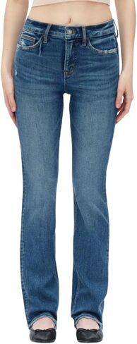 جينز ONESO للنساء جينز فضفاض متوسط ​​الارتفاع مريح وقابل للتمدد للنساء ذو ​​ساق مستقيمة للمناسبات الكاجوال in Kuwait