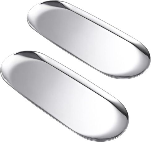 Set of 2 Golden Oval Stainless Steel Tray – Mini Coffee Table Tray for Jewelry, Cosmetics & Candles | Vacuum Coating – No Fading, No Discoloration in Saudi Arabia