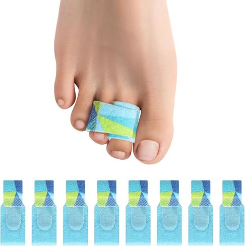 Welnove Hammer Toe Straightener - 8 Pack Broken Toe Wraps - Hammer Toe Corrector for Women - Toe Splints for Crooked Toes, Curled Toes, Bent Toes - (Multi-Size, Patterned) in Saudi Arabia