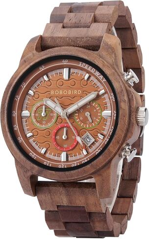 BOBO BIRD GT183 Men Wooden Chronograph Watch, 43mm Case, Quartz Movement, Multiple Wood Options in Saudi Arabia