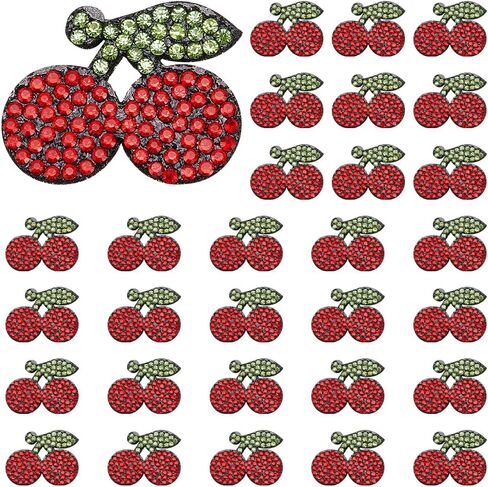 INFUNLY 22PCS Cherry Sequin Patches 3 Sizes Red Cherry Iron on Patches Fruit Pattern Appliques for Clothing Shiny Cherry Cloth Patches Sequin Cherry Embroidered Applique Patches for DIY Accessories in Kuwait