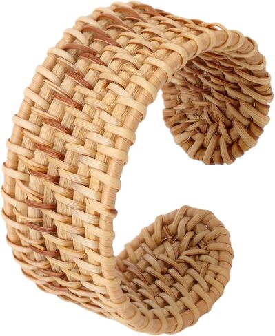 Rattan Bracelets, Woven Cuff Bracelet Open Cuff Wrist Jewelry Vintage Bohemian Statement Jewelry for Women Summer Beach Party in Saudi Arabia