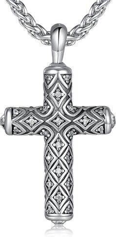 F4DEDAN Cross Necklace for Men 925 Sterling Silver Men's Cross Necklace Catholic Religious Gifts in Saudi Arabia
