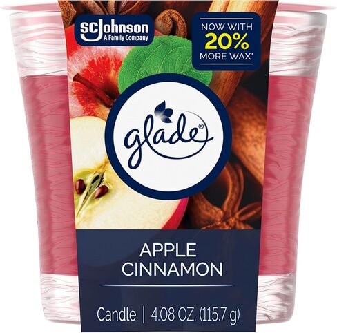Glade 1-Wick Scented Candle Jar, Apple Cinnamon, Air Freshener Infused with Essential Oils, 4.08 Oz in Saudi Arabia