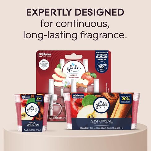 Glade 1-Wick Scented Candle Jar, Apple Cinnamon, Air Freshener Infused with Essential Oils, 4.08 Oz in Saudi Arabia