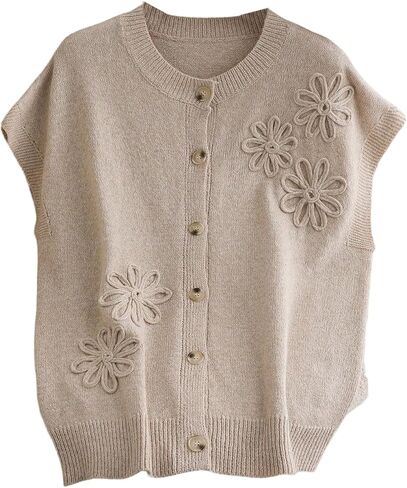 GORGLITTER Women's Plus Size Cardigan Sweater Boho Floral Button Down Cap Sleeve Open Front Knit Cardigan in Saudi Arabia