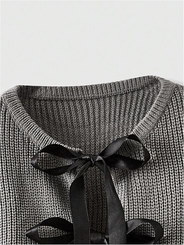 Floerns Women's Long Sleeve Bow Tie Front Knitted Cardigans Drop Shoulder Crop Sweaters in Saudi Arabia