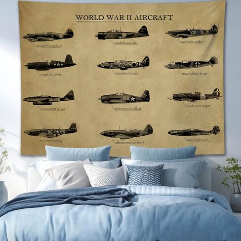 YJDYJD WW2 نسيج الطائرة - فن الطيران في الحرب العالمية الثانية والديكور العسكري، طائرة قديمة معلقة لكهف الرجل، المرآب، أو غرفة الأولاد، هدايا الطيران وفن التاريخ للرجال in Kuwait