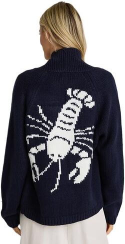 UEHCNFU Women's Casual Shawl Collar Cardigan Sweater Long Sleeve Lobster Print Button Down Knitwear for Fall Winter in Saudi Arabia