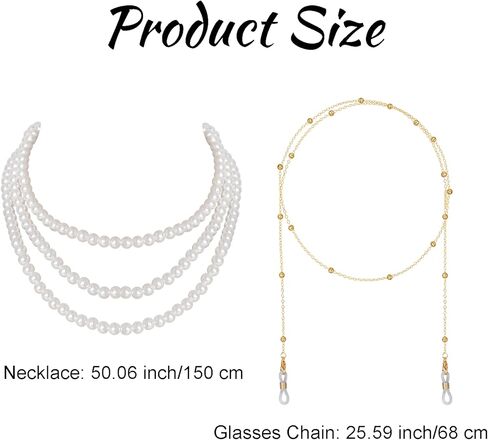 Old Lady Costume for Women 100th Day Of School Grandma Costume Granny Glasses Chain Faux Pearl Necklace Halloween in Saudi Arabia