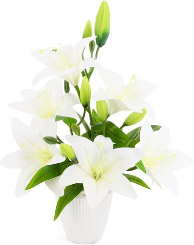 AceList Faux Tree Fake Flowers in Vase, Artificial Flowers with Pot, White Artificial Flowers, Real Touch Flowers in Vase for Wedding Home Party, Faux Flowers, Arboles Artificiales para Decoracion in Kuwait
