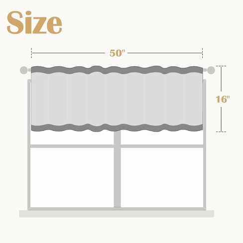 jinchan Striped Linen Valance Curtain 16 Inch Vertical Striped Valance for Kitchen Bathroom Light Filtering Rod Pocket Cottagecore Farmhouse Semi Sheer Short Window Curtain 1 Panel Grey in Saudi Arabia