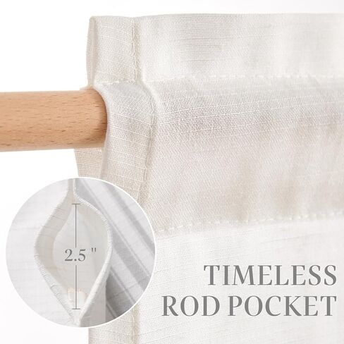 jinchan Striped Linen Valance Curtain 16 Inch Vertical Striped Valance for Kitchen Bathroom Light Filtering Rod Pocket Cottagecore Farmhouse Semi Sheer Short Window Curtain 1 Panel Grey in Saudi Arabia