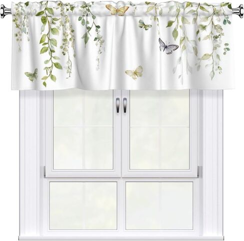 IRIHISKY Window Valance Botanica Flower Vintage 54x18in Curtain Treatment Valances 3" Rod Pocket Easy Install Home Decor for Living Room Bedroom Kitchen in Saudi Arabia