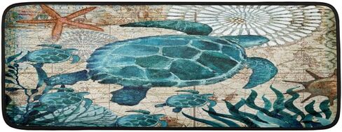 Sea Turtle Nautical Map Runner Rug 2'x6'Non Slip Rug, Area Long Rug Hallway Entry Carpet for Bedroom Bathroom Kitchen Living Room in Saudi Arabia