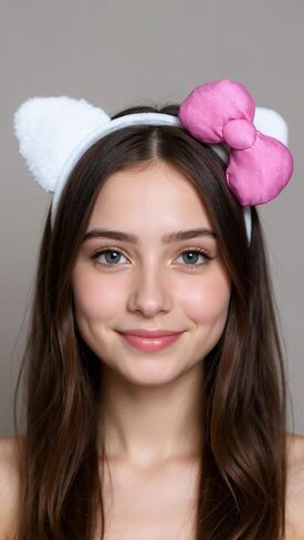 MEDEJU 6PCS Kitty Cat Ears Headbands Kitty Birthday Decorations Hello Cat Party Favors with Pink Bow Birthday Party Costume Gifts for Girls Women in Saudi Arabia