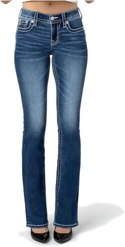 Miss Me Women's Albus Faux Flap Pocket Mid-Rise Bootcut Jeans in Saudi Arabia