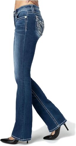 Miss Me Women's Albus Faux Flap Pocket Mid-Rise Bootcut Jeans in Saudi Arabia