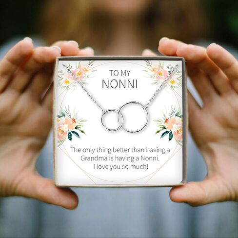 Nonni Necklace - Heartfelt Card & Jewelry Gift for Italian Grandmother, 2 Interlocking Circles in Saudi Arabia