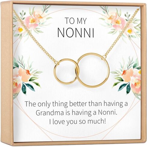 Nonni Necklace - Heartfelt Card & Jewelry Gift for Italian Grandmother, 2 Interlocking Circles in Saudi Arabia