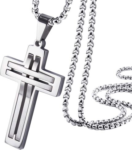 555Jewelry Stainless Steel Cross Necklace Pendant for Men and Women 16-24" Chain in Saudi Arabia