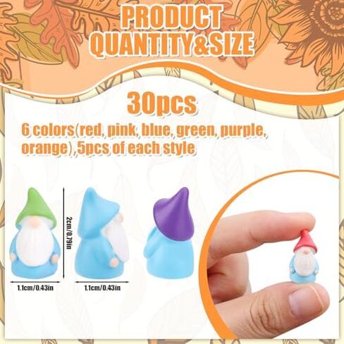 30pcs Mini Resin Gnomes, 6 Colors Tiny Gnomes Miniature Dwarf Figurines Miniature Gnome Figurines Small Gnomes Figures for Miniature Landscape Garden Outdoor Patio Yard Plant Pots Decor in Saudi Arabia