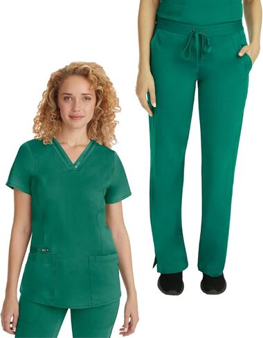 Healing Hands Scrub Set for Women with 5 Pockets, V-Neck Scrub Top 2278, and Taylor Pants 9095 with 2-Way Stretch Technology,Navy - M Top/M Pant in Saudi Arabia