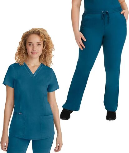 Healing Hands Scrub Set for Women with 5 Pockets, V-Neck Scrub Top 2278, and Taylor Pants 9095 with 2-Way Stretch Technology,Navy - M Top/M Pant in Saudi Arabia