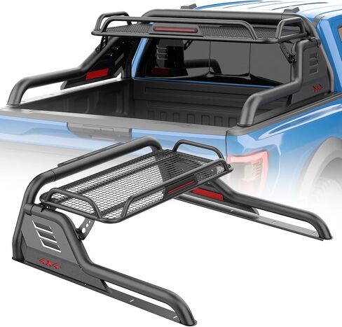 Truck Roll Bar with Cargo Carrier Basket, Adjustable Sport Rack Roll Bars Chase Rack Fit for Ford F-150/F-250/F-350,Dodge Ram,GMC Sierra,Chevy Silverado,Ranger,Tundra,Frontier,Titan (Full & Mid Size) in Kuwait