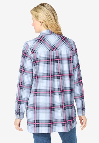 Woman Within Plus Size Plaid Knit Tunic with Collar in Saudi Arabia