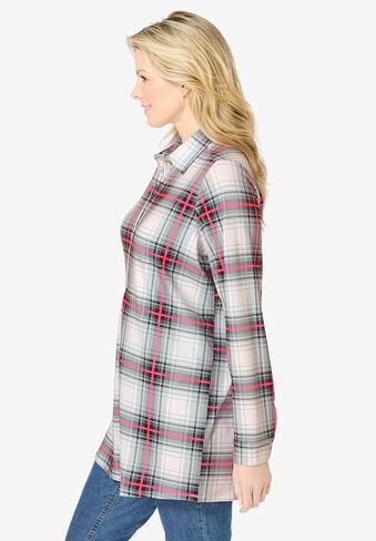 Woman Within Plus Size Plaid Knit Tunic with Collar in Saudi Arabia