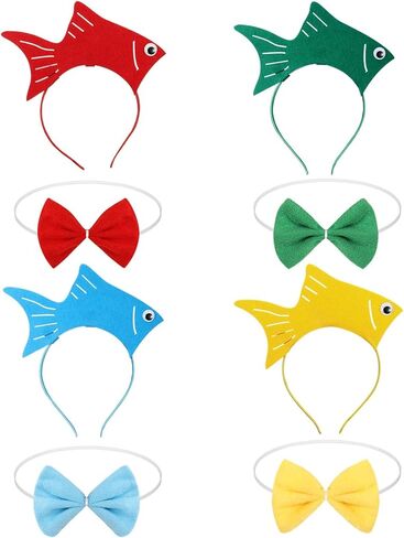 Shyyween 8 Pcs Sea Fish Costume Accessories Fish Goldfish Marine Life Headband and Bow Tie for Women Men Halloween Cosplay Accessories for Party Supplies in Saudi Arabia