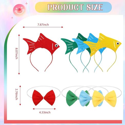 Shyyween 8 Pcs Sea Fish Costume Accessories Fish Goldfish Marine Life Headband and Bow Tie for Women Men Halloween Cosplay Accessories for Party Supplies in Saudi Arabia
